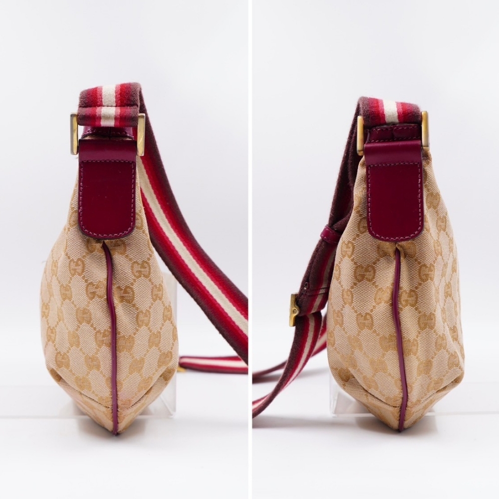 (MT388) GUCCI Monogram Web Halfmoon Crossbody Bag - Picture 8 of 16